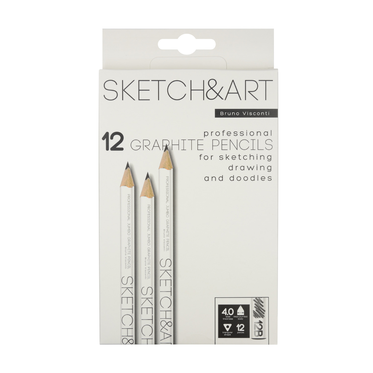 КАРАНДАШ ЧЕРНОГРАФИТОВЫЙ "Sketch&Art. Jumbo" 12В, 4 MM