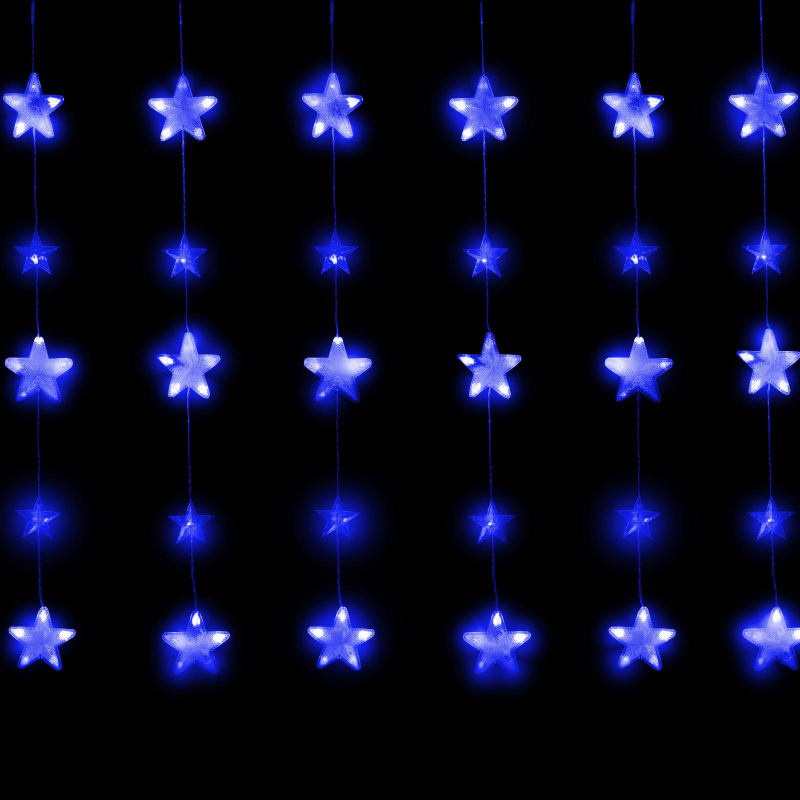 Гирлянда светодиодная Бахрома 2.4x0.9м Звездочки, IP20, 186LED, синий, 8 Гирлянда светодиодная Бахрома 2.4x0.9м Звездочки, IP20, 186LED, синий, 8