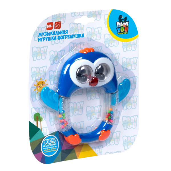 Игрушка-погремушка ПИНГВИН, Bondibon, музыкальная, на батарейках Игрушка-погремушка ПИНГВИН, Bondibon, музыкальная, на батарейках