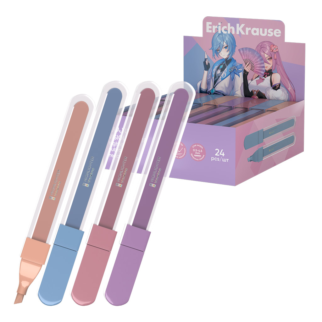 Текстмаркер ErichKrause Visioline V-18 Manga, цвет чернил: фиолетовый, розовый, Текстмаркер ErichKrause Visioline V-18 Manga, цвет чернил: фиолетовый, розовый,