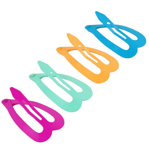 Заколки для волос НАБОР 4 шт., 3,5 см, клик-клак, сердечки, глянцевый, разные