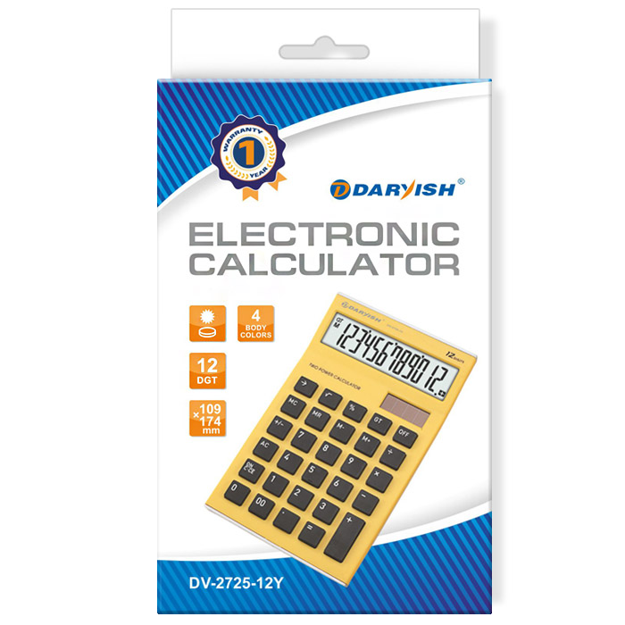 Калькулятор настольный 12 разр. "Darvish" 109*174*26мм жёлтый