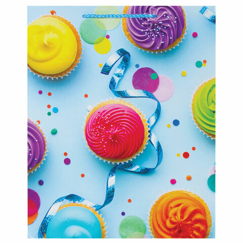 Пакет подарочный 26x12,7x32,4 см, ЗОЛОТАЯ СКАЗКА "Кексики", Пакет подарочный 26x12,7x32,4 см, ЗОЛОТАЯ СКАЗКА "Кексики",