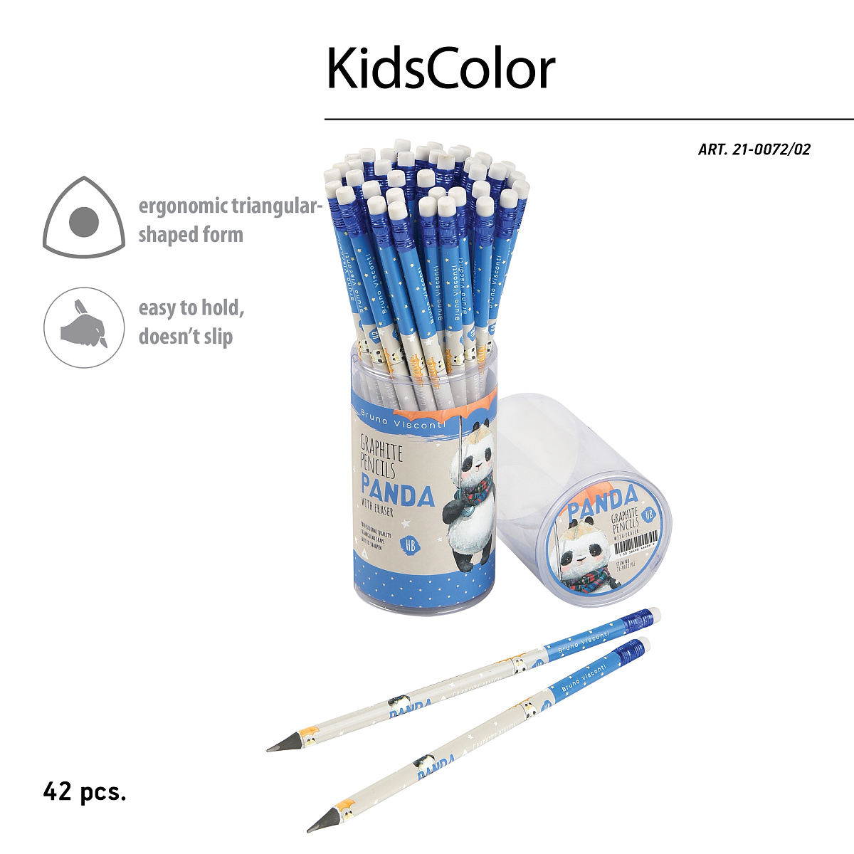 КАРАНДАШ ЧЕРНОГРАФИТОВЫЙ С ЛАСТИКОМ "Kids Color. Панда с зонтом" HB