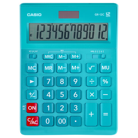 Калькулятор настольный CASIO GR-12С-LB (210х155 мм), 12 разрядов, двойное Калькулятор настольный CASIO GR-12С-LB (210х155 мм), 12 разрядов, двойное