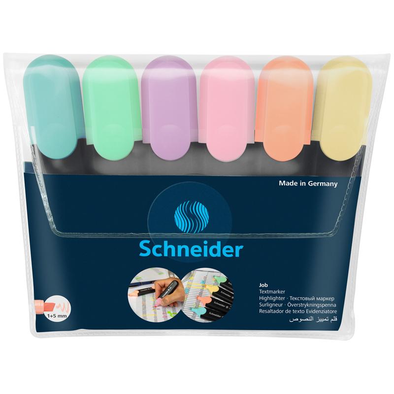 Набор текстовыделителей Schneider "Job" 6цв., пастельные ассорти, Набор текстовыделителей Schneider "Job" 6цв., пастельные ассорти,
