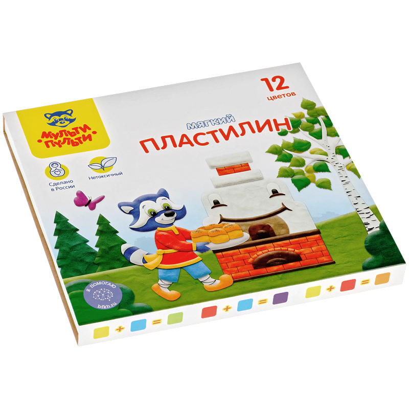 Пластилин Мульти-Пульти "Енот в сказке", 12 цветов, 144гр, со стеком, Пластилин Мульти-Пульти "Енот в сказке", 12 цветов, 144гр, со стеком,