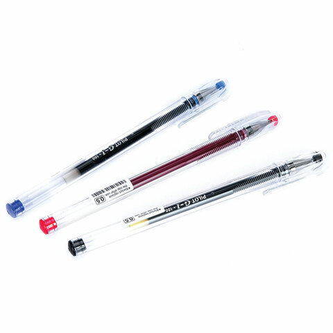 Ручка гелевая PILOT "G-1", ЧЕРНАЯ, корпус прозрачный, узел 0,5 мм,