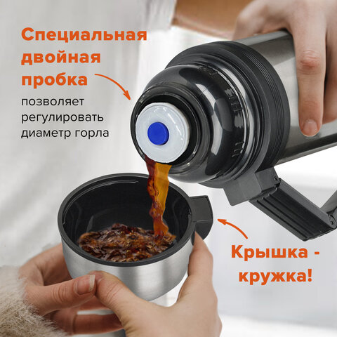 Термос ЛАЙМА классический с узким горлом, 1,8 л, нержавеющая сталь, пластиковая Термос ЛАЙМА классический с узким горлом, 1,8 л, нержавеющая сталь, пластиковая