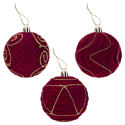 Шары елочные 6 шт., 8 см, "Burgundy Charm", пластик, софт-тач, Шары елочные 6 шт., 8 см, "Burgundy Charm", пластик, софт-тач,