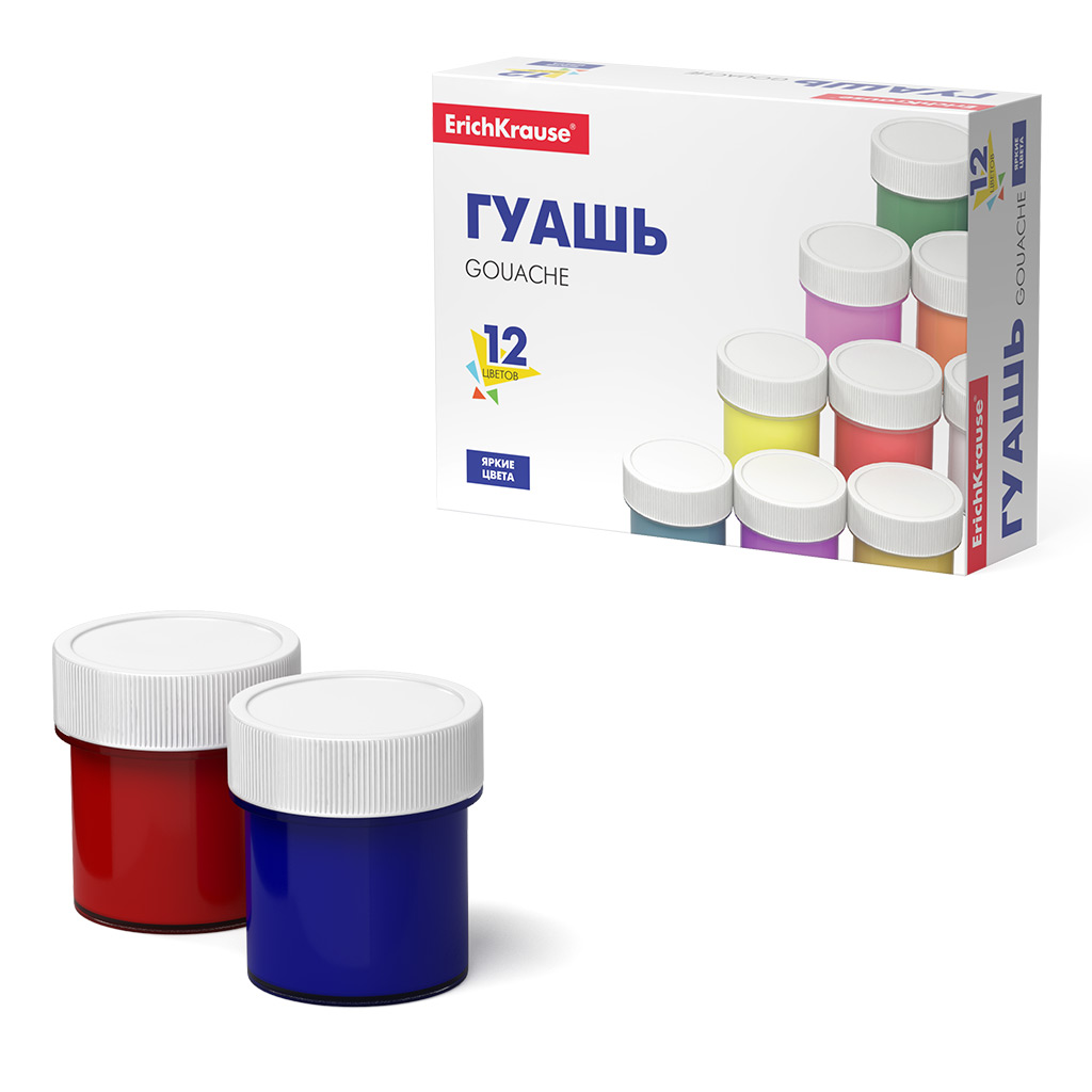 Гуашь Erich Krause® Basic 12 цветов по 17мл. Гуашь Erich Krause® Basic 12 цветов по 17мл.