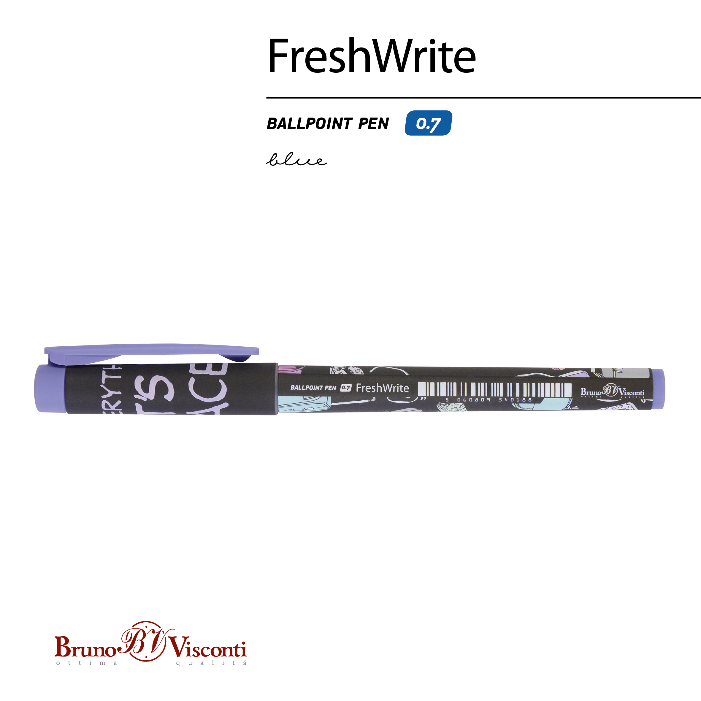 РУЧКА "FreshWrite. Дамские штучки. Сумочки" ШАРИКОВАЯ 0.7 ММ, СИНЯЯ