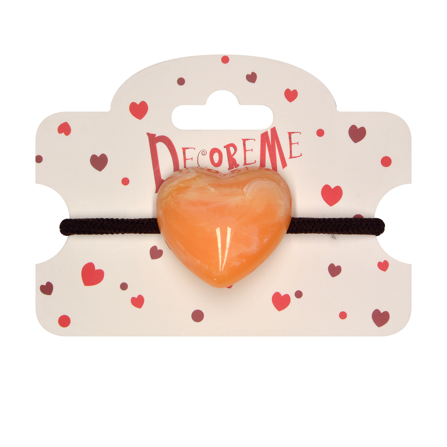 РЕЗИНКА ДЛЯ ВОЛОС "БОЛЬШОЕ ГЛЯНЦЕВОЕ СЕРДЦЕ" 1 ШТ, 5 ЦВЕТОВ