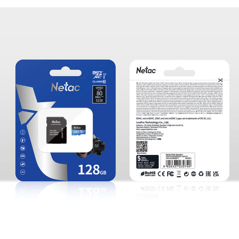 Карта памяти microSDXC 128 ГБ NETAC P500 Standard, UHS-I U1, 90 Мб/с (class 10), Карта памяти microSDXC 128 ГБ NETAC P500 Standard, UHS-I U1, 90 Мб/с (class 10),