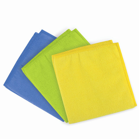 Салфетки универсальные, КОМПЛЕКТ 3 шт., микрофибра, 25х25 см, ассорти (синяя, Салфетки универсальные, КОМПЛЕКТ 3 шт., микрофибра, 25х25 см, ассорти (синяя,