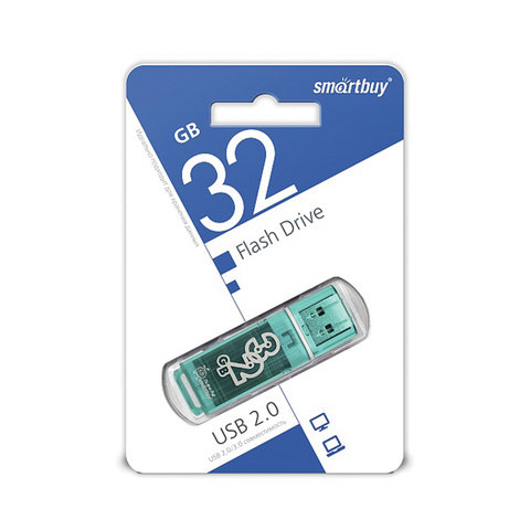 Флэш-диск 32 GB, SMARTBUY Glossy, USB 2.0, зеленый, SB32GBGS-G Флэш-диск 32 GB, SMARTBUY Glossy, USB 2.0, зеленый, SB32GBGS-G
