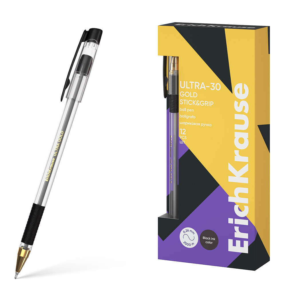 Ручка шариковая Erich Krause ULTRA-30 Gold Stick&Grip Classic 0.7, Super Ручка шариковая Erich Krause ULTRA-30 Gold Stick&Grip Classic 0.7, Super