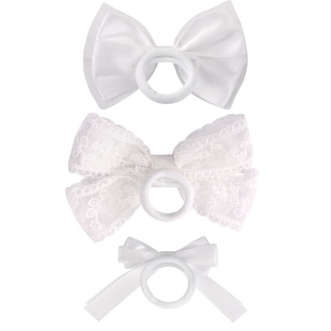 Банты для волос НАБОР 2 шт., 7х11 см, 6,5х10 см, 7х9 см, белый, АССОРТИ, MONTE