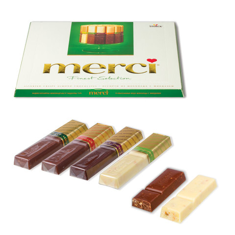 Конфеты MERCI ассорти из шоколада с миндалем, 250 г, ГЕРМАНИЯ, 014457-20 Конфеты MERCI ассорти из шоколада с миндалем, 250 г, ГЕРМАНИЯ, 014457-20