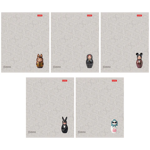 Тетрадь А5, 48 л., HATBER, скоба, клетка, soft-touch ламинация, 3D-лак, Матрешки Тетрадь А5, 48 л., HATBER, скоба, клетка, soft-touch ламинация, 3D-лак, Матрешки