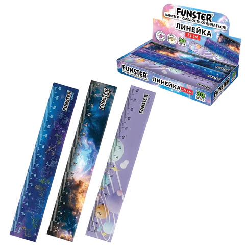Линейка пластиковая 15 см, FUNSTER (ФАНСТЕР), "КОСМОС", ассорти, Линейка пластиковая 15 см, FUNSTER (ФАНСТЕР), "КОСМОС", ассорти,