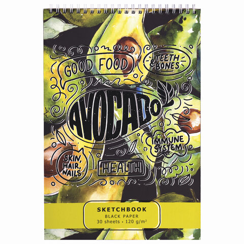 Скетчбук, черная бумага 120 г/м2, 195х300 мм, 30 л., гребень, SoftTouch, Скетчбук, черная бумага 120 г/м2, 195х300 мм, 30 л., гребень, SoftTouch,