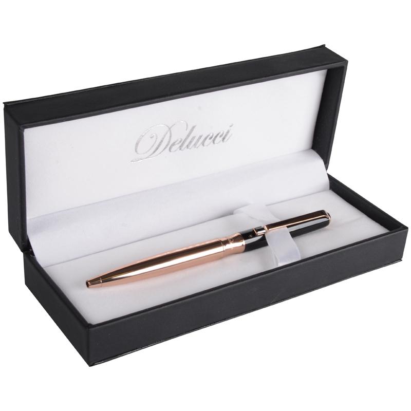 Ручка шариковая "Delucci" синяя, 1мм, корпус чёрный/золото, поворотный Ручка шариковая "Delucci" синяя, 1мм, корпус чёрный/золото, поворотный