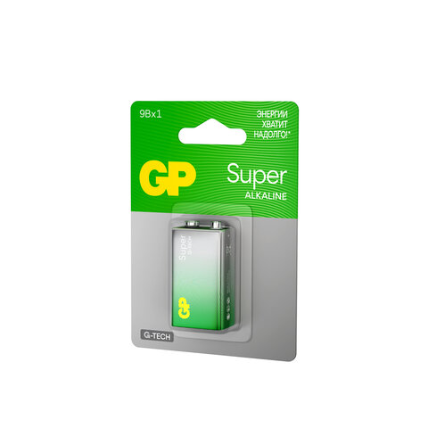 Батарейка 1 шт., GP Super G-Tech, Крона (6LR61, 6LF22, 1604A), алкалиновая,