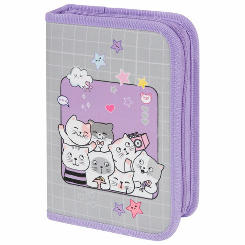 Пенал ПИФАГОР, 1 отделение, 2 откидные планки, полиэстер, 20х14 см, "Cats Пенал ПИФАГОР, 1 отделение, 2 откидные планки, полиэстер, 20х14 см, "Cats