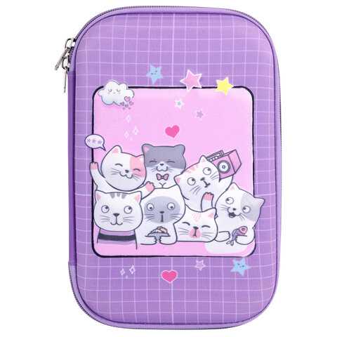 Пенал ЮНЛАНДИЯ большой, 1 отделение, 1 откидная планка, карман, полиэстер/EVA,