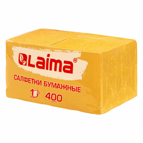 Салфетки бумажные 400 шт., 24х24 см, "Big Pack", жёлтые, 100% Салфетки бумажные 400 шт., 24х24 см, "Big Pack", жёлтые, 100%
