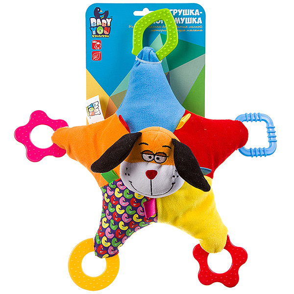 Мягкая игрушка-погремушка "СОБАКА" 32см с прорезывателями Baby You Мягкая игрушка-погремушка "СОБАКА" 32см с прорезывателями Baby You