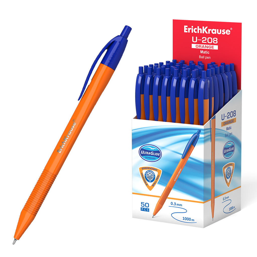 Ручка шариковая автоматическая ErichKrause® U-208 Orange Matic 1.0, Ultra Glide Ручка шариковая автоматическая ErichKrause® U-208 Orange Matic 1.0, Ultra Glide