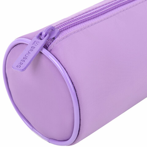 Пенал-тубус BRAUBERG, с эффектом Soft Touch, мягкий, пастельно-фиолетовый, 22х8