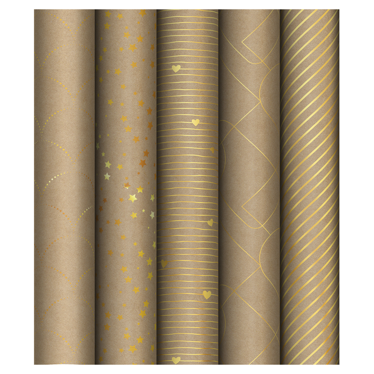 Упаковочная бумага крафт 70*100см, MESHU "Golden Pattern", 80г/м2, Упаковочная бумага крафт 70*100см, MESHU "Golden Pattern", 80г/м2,