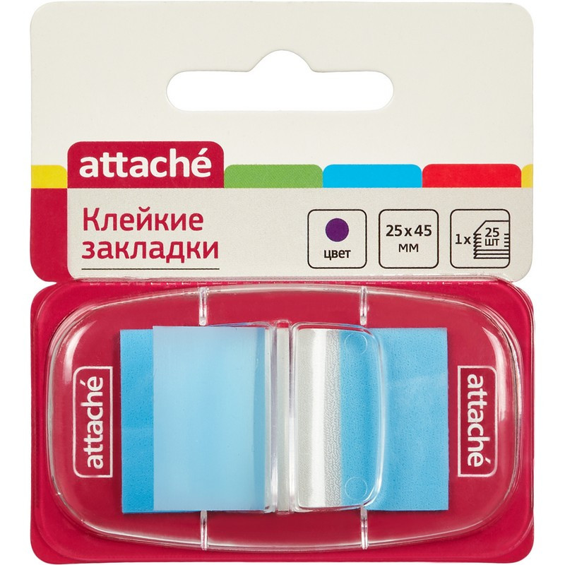 Клейкие закладки пласт. 1цв.по 25л. 25ммх45 син Attache штр. 4690432006815, Клейкие закладки пласт. 1цв.по 25л. 25ммх45 син Attache штр. 4690432006815,