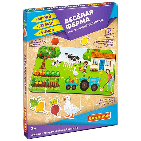 Настольная магнитная игра BONDIBON Весёлая ферма (36 магнитов) Настольная магнитная игра BONDIBON Весёлая ферма (36 магнитов)