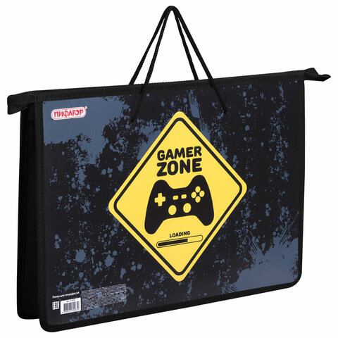 Папка на молнии с ручками ПИФАГОР А4, 1 отделение, пластик, ручки-шнурок, Папка на молнии с ручками ПИФАГОР А4, 1 отделение, пластик, ручки-шнурок,