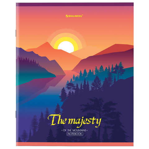 Тетрадь А5 48 л. BRAUBERG скоба, клетка, обложка картон, "Majesty",