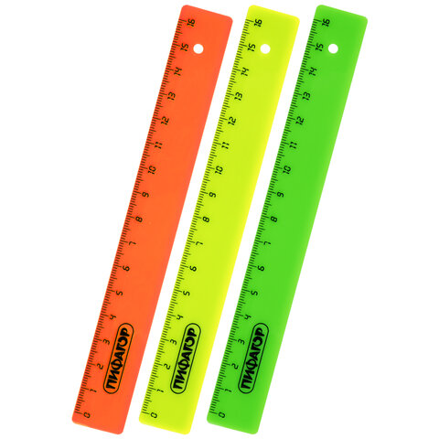 Линейка пластиковая 16 см, ПИФАГОР, непрозрачная, неоновая, ассорти, 210603 Линейка пластиковая 16 см, ПИФАГОР, непрозрачная, неоновая, ассорти, 210603