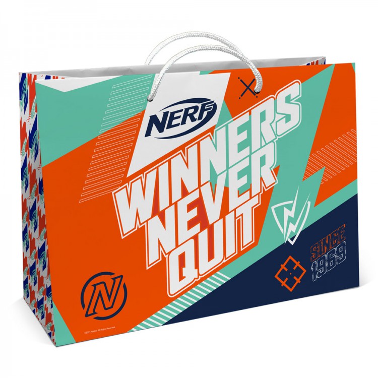 NERF. Пакет подарочный большой (Winners never quit) 400*300*140 мм NERF. Пакет подарочный большой (Winners never quit) 400*300*140 мм