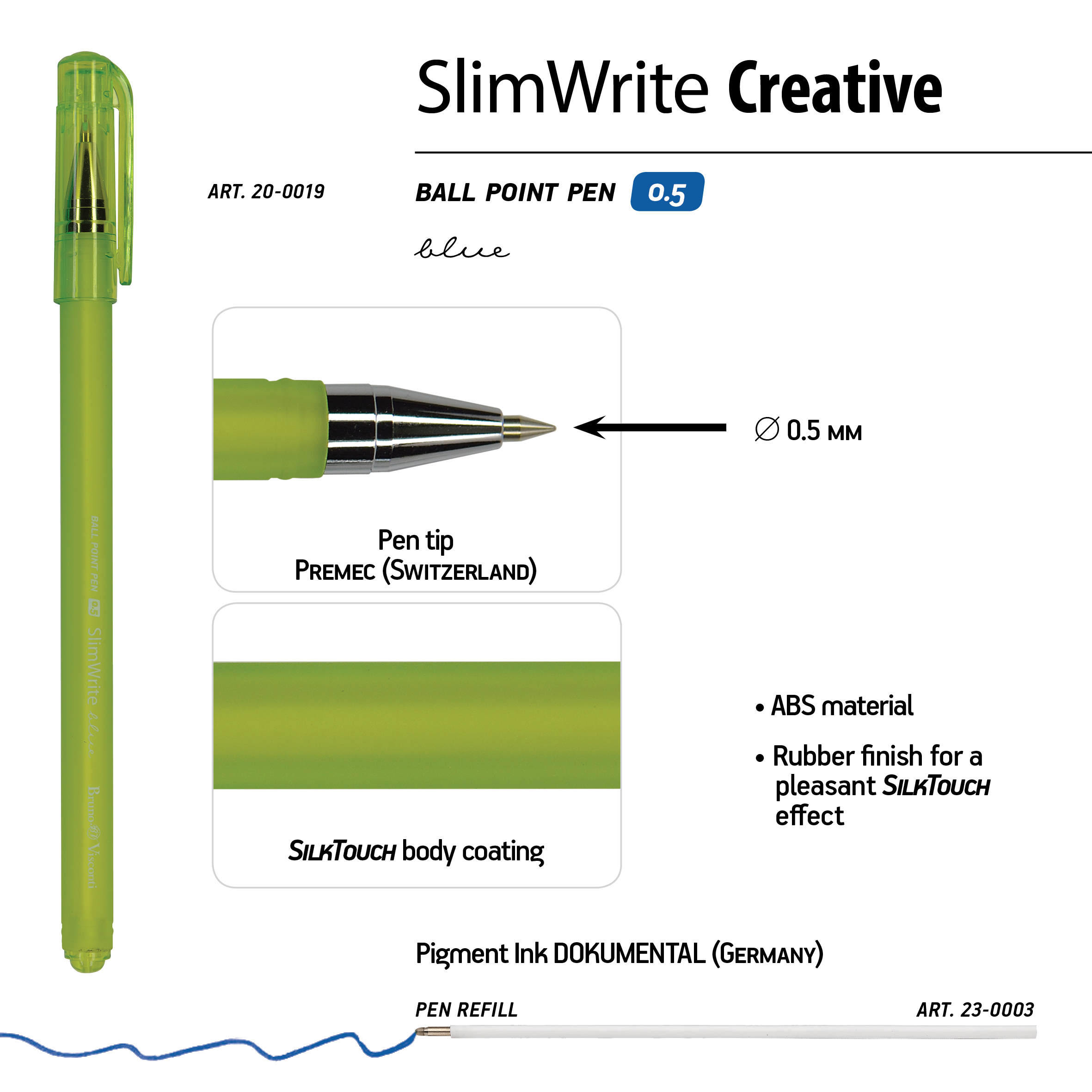 РУЧКА "SlimWrite.CREATIVE" ШАРИКОВАЯ 0.5 ММ, СИНЯЯ (4 цвета корпуса) РУЧКА "SlimWrite.CREATIVE" ШАРИКОВАЯ 0.5 ММ, СИНЯЯ (4 цвета корпуса)