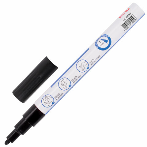 Маркер-краска лаковый EXTRA (paint marker) 2 мм, ЧЕРНЫЙ, УЛУЧШЕННАЯ