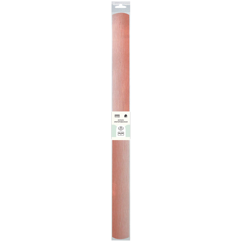 Бумага крепированная ТРИ СОВЫ, 50*250см, 32г/м2, персиковая, в рулоне, пакет с Бумага крепированная ТРИ СОВЫ, 50*250см, 32г/м2, персиковая, в рулоне, пакет с