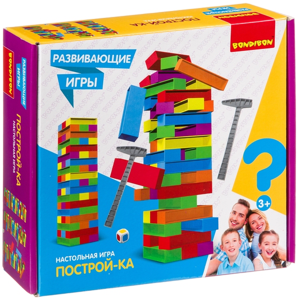 Развивающие игры Bondibon башня «ПОСТРОЙ-КА», 54 блока Развивающие игры Bondibon башня «ПОСТРОЙ-КА», 54 блока