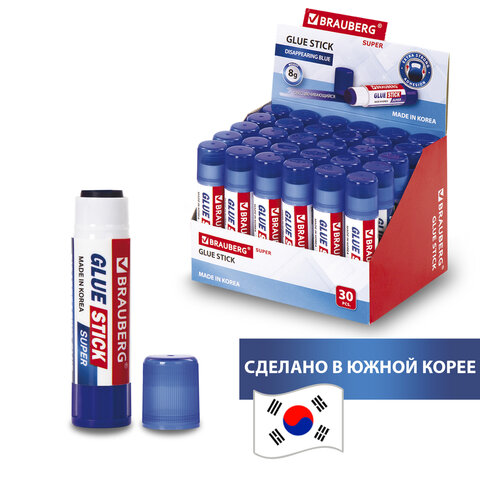 Клей-карандаш BRAUBERG SUPER, 8 г, обесцвечивающийся после высыхания, ЮЖНАЯ Клей-карандаш BRAUBERG SUPER, 8 г, обесцвечивающийся после высыхания, ЮЖНАЯ