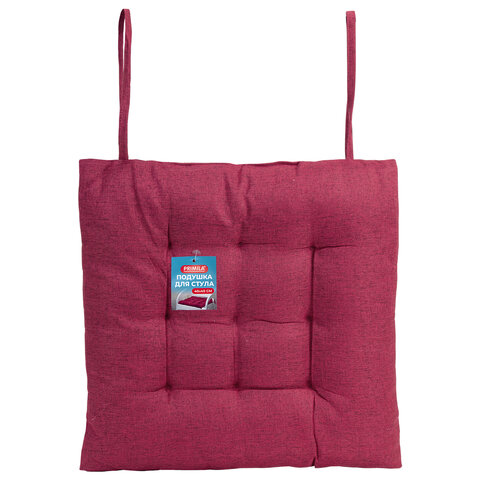 Подушка на стул "РОГОЖКА", 40x40 см, полиэстер, бордовая, PRIMILA