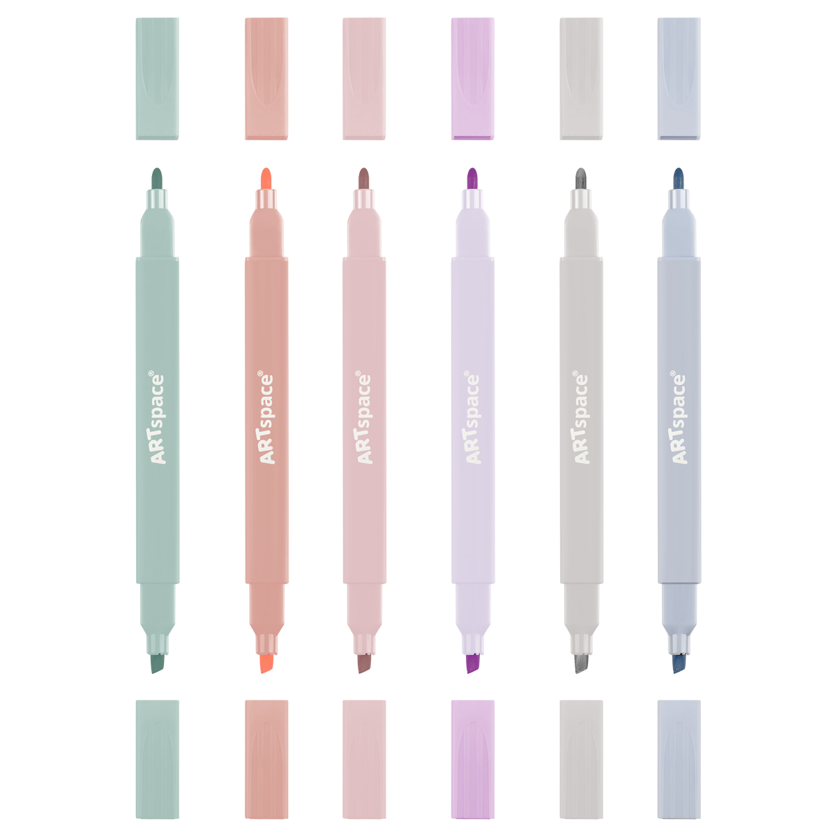 Набор текстовыделителей двусторонних ArtSpace "Thin trace", 06цв.,