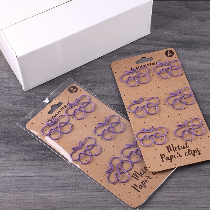 Скрепки металлические "Бабочка" цветн."Darvish" 6шт/уп Скрепки металлические "Бабочка" цветн."Darvish" 6шт/уп