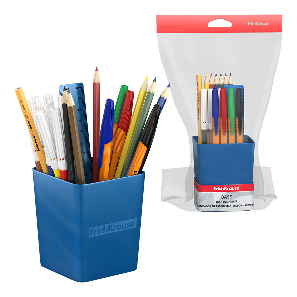Набор школьный пластиковый ErichKrause® Base, Ice Metallic, синий Набор школьный пластиковый ErichKrause® Base, Ice Metallic, синий